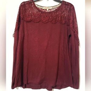 Rewind Lace Detail Long Sleeve Top NWT